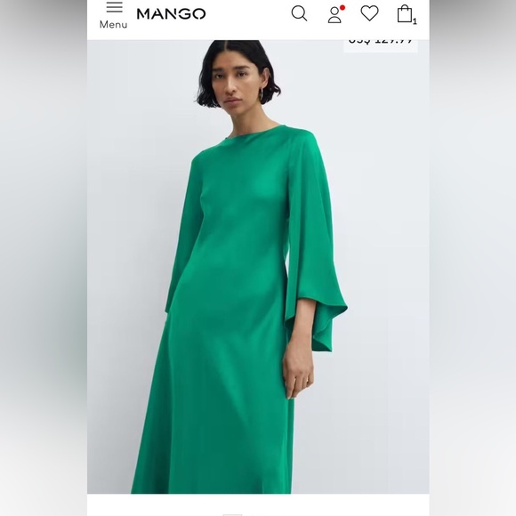 Mango Silky green emerald maxi dress - Picture 1 of 1